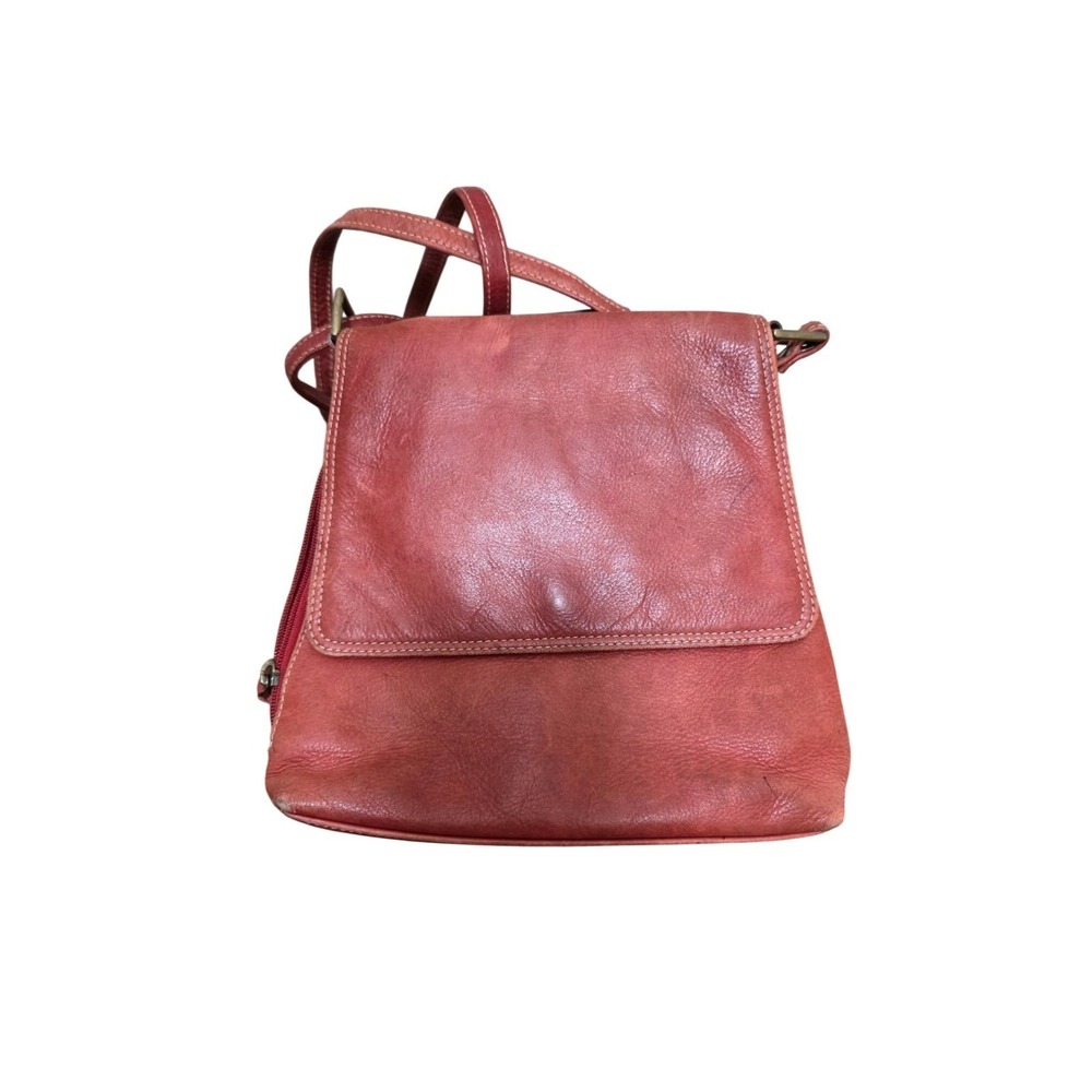 Vintage Chaos Genuine Leather Red Crossbody Bag Adjustable‎ Strap Size M